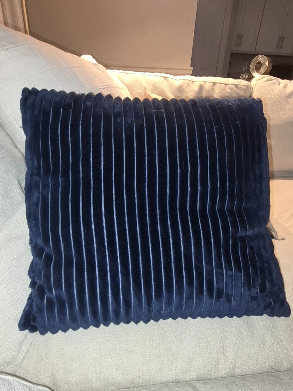 Navy Throw Pillow & Insert - 18x18  - Soft Natural Plush Flannel Double-Sided